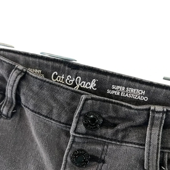 Cat & Jack Girls Jeans Size 6 Skinny Sequin Stars Gray Denim Super Stretch Pants - Picture 7 of 7
